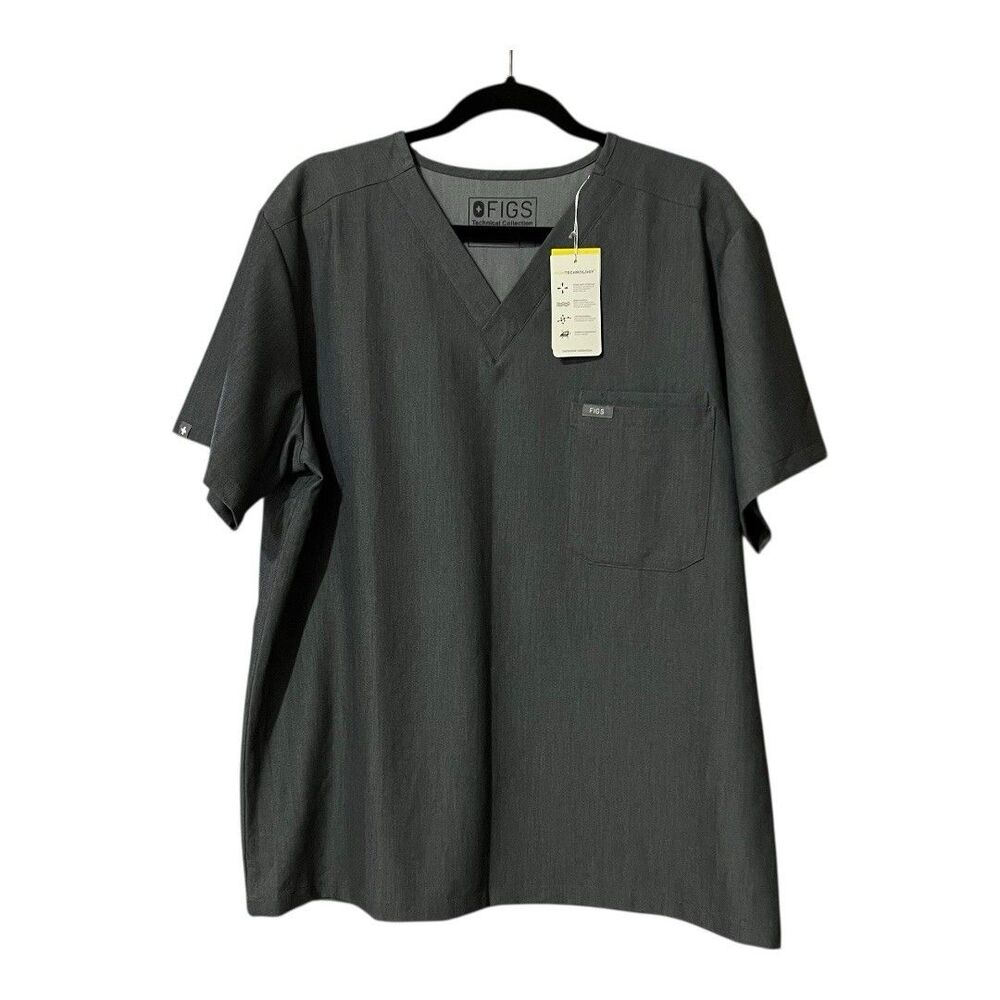 Figs Men’s Leon Two Pocket Top Large Gray New V-Neck Doctor Nurse Vet